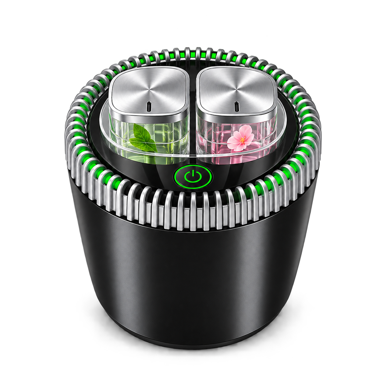 Dual-scent cup-style in-car fragrance diffuser