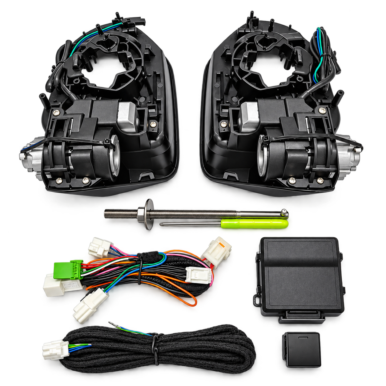 Vehicle-specific electric mirror folding system kit