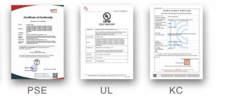 PSE, UL and KC qualification certificates